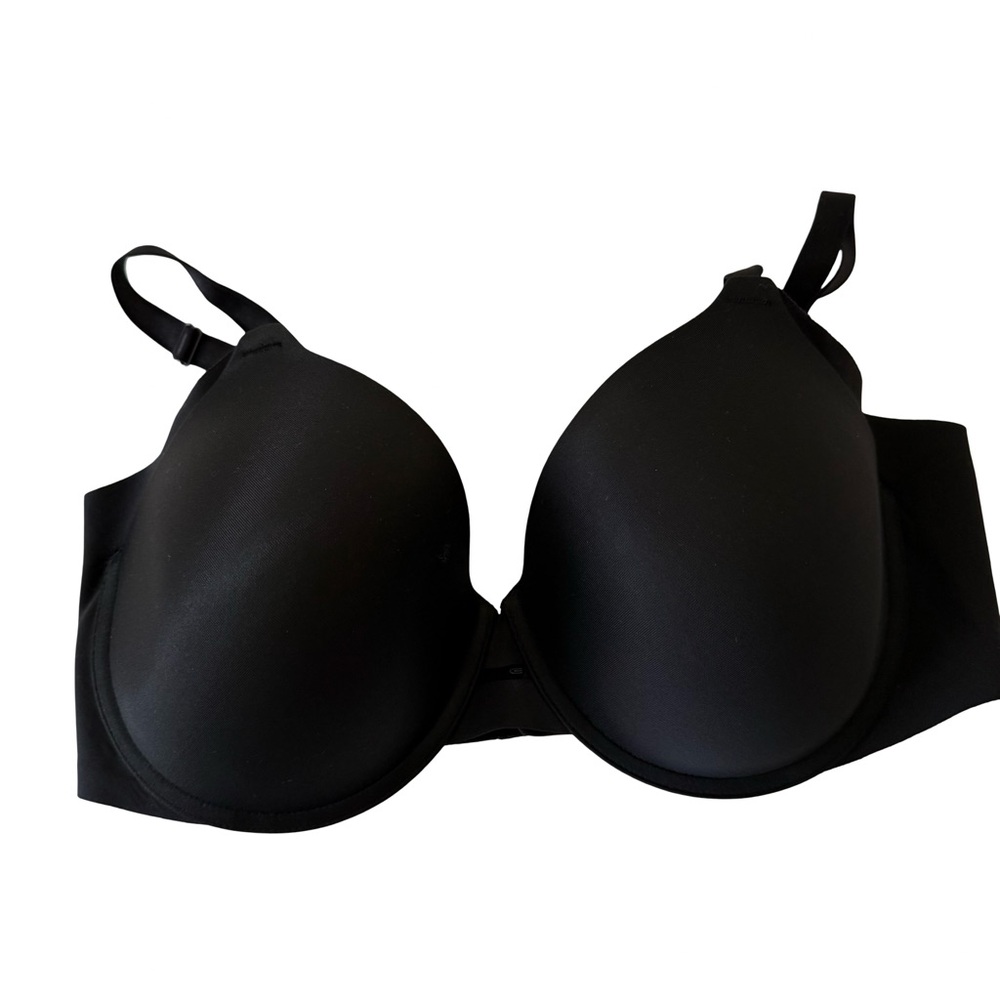 Warners No Side Effects Bra 38D Underwire Satin Padded Back Smoothing 01356